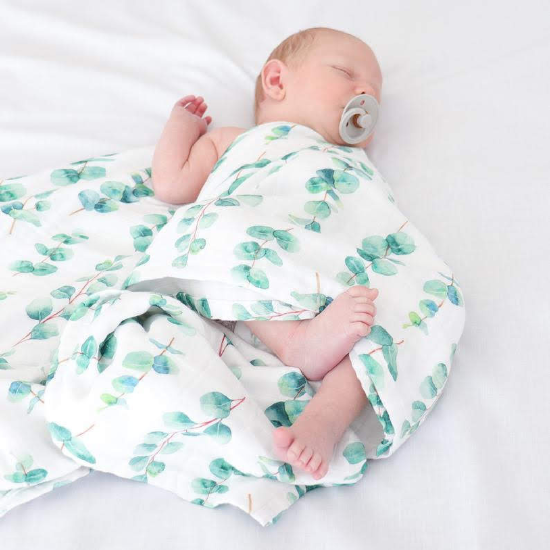 Muslin Baby Swaddle Blanket Organic Eucalyptus